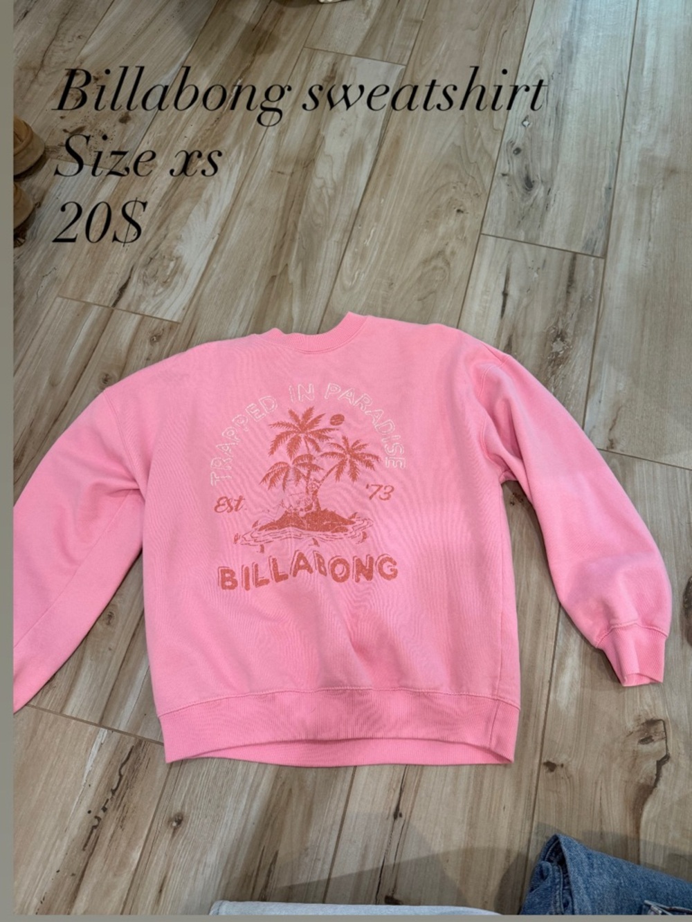 Billabong Pink Palm-Graphic Crewneck Sweatshirt